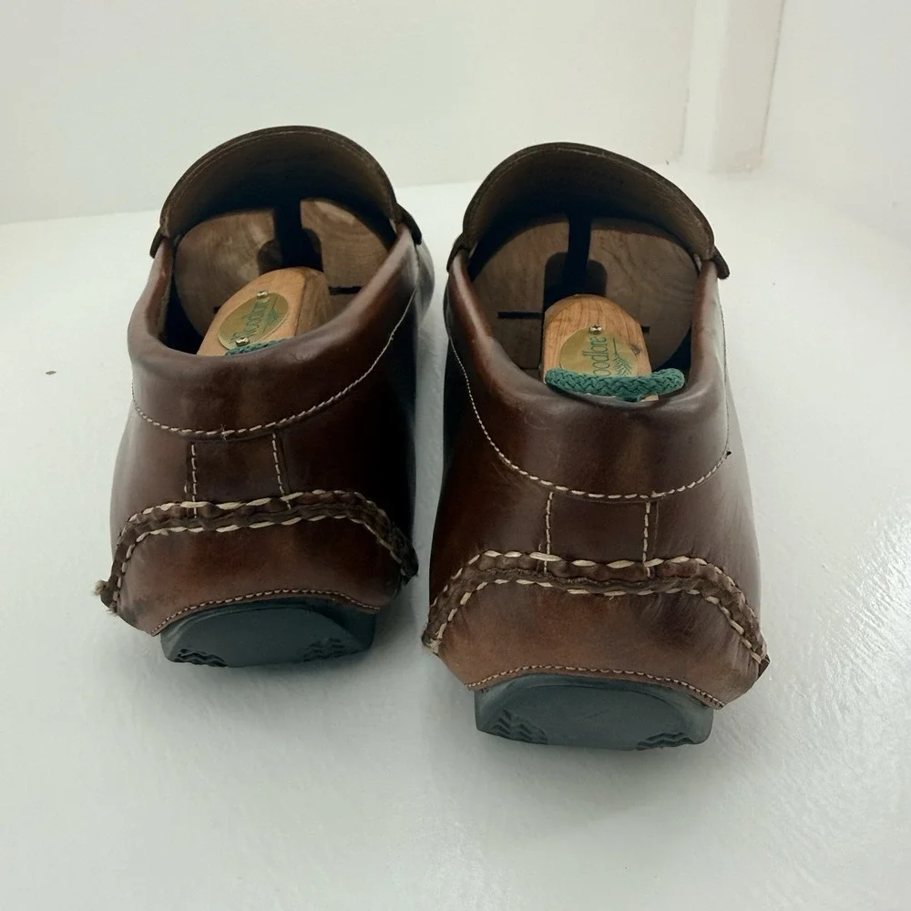 Johnston & Murphy Mens 10.5 M Brown Leather Penny Loafers Moc Toe Driving Shoes